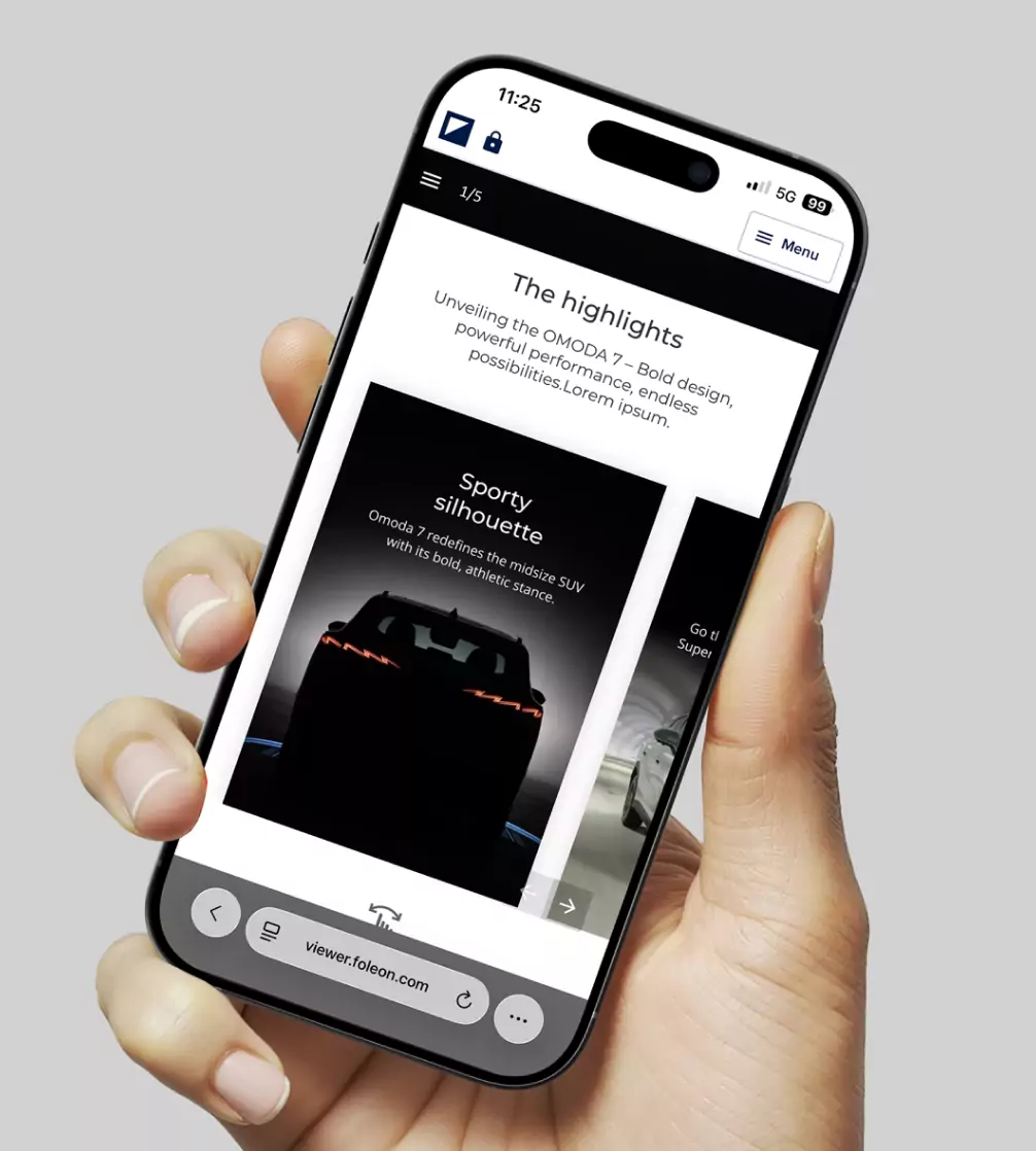 Omoda brochure on iphone